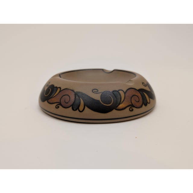 This rare Danish Art Deco Ashtray by L.Hjorth Terracotta made in BORNHOLM DENMARK.