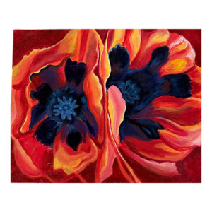 “Oriental Poppies” (After Georgia O’Keefe) Contemporary Acrylic Painting by Jill Pavlas