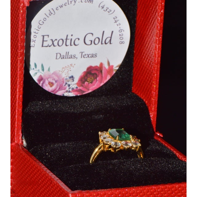 Certified Natural 2.73cts Diamond Emerald 18k Gold Dinner Halo Ring For Sale - Image 14 of 14