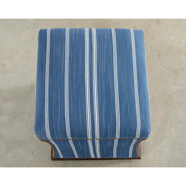 Ralph Lauren Ralph Lauren 'Florence' Storage Ottoman in Striped Blue Upholstery For Sale - Image 4 of 18