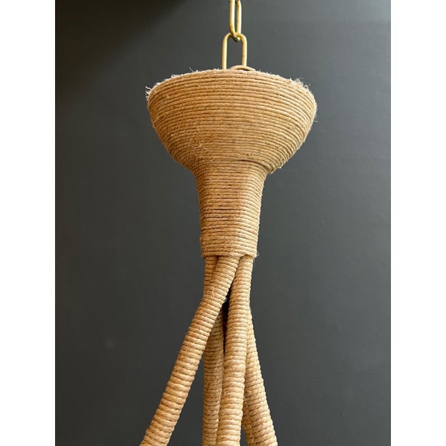 Brown 1970s Mid-Century Modern Rope Chandelier For Sale - Image 8 of 12