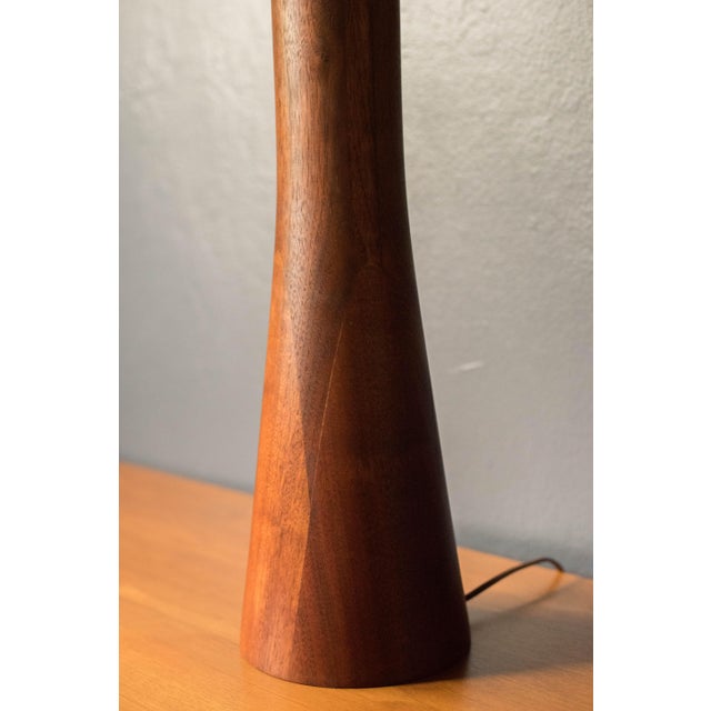 Vintage Sculptural Scandinavian Walnut and Glass Accent Table Lamp For Sale In Monterey, CA - Image 6 of 15