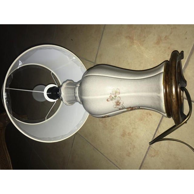 Japanese Ceramic Table Lamp with Peacock Motif For Sale - Image 6 of 18