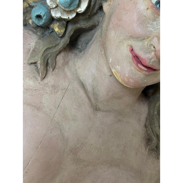 Hollywood Regency Large Mid-Century Mermaid Wall Relief Sculpture with Hand-Painted Polychrome Gilt, 1950s For Sale - Image 3 of 18