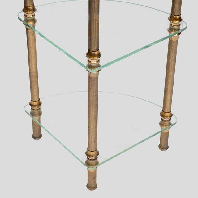 Metal Vintage Italian Three-Tier Glass and Brass Side Table, 1960s For Sale - Image 7 of 9