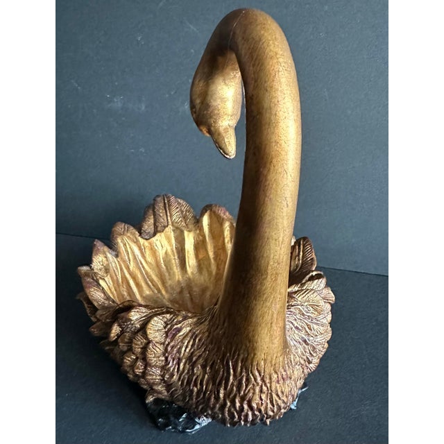 Plastic Vintage Late 20th Century Gold Swan Decorative Dish For Sale - Image 7 of 11