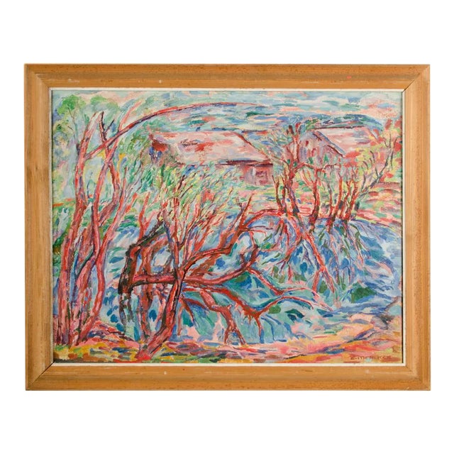 Elisabeth Merlicek (Austrian B. 1911- D. 1988) "Fruhling Am Teich" Oil Painting For Sale