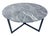 Vintage round faux marble and steel coffee table. Top is a dense material with realistic marble composition and appearance...