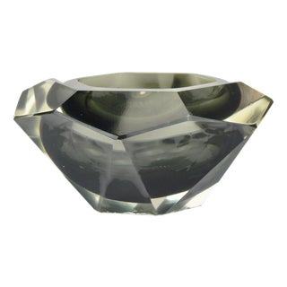 Sommerso Faceted Diamond Caviar Bowl in Murano Glass by Mandruzzato, Italy, 1960s For Sale