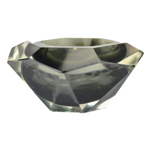 Sommerso Faceted Diamond Caviar Bowl in Murano Glass by Mandruzzato, Italy, 1960s For Sale