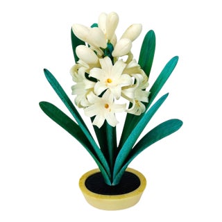 Carved Polychrome Potted Hyacinth For Sale