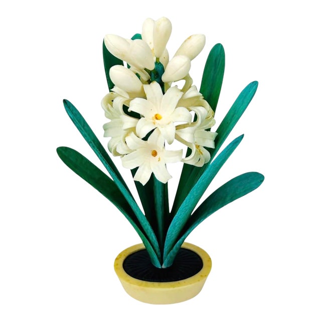 Carved Polychrome Potted Hyacinth For Sale