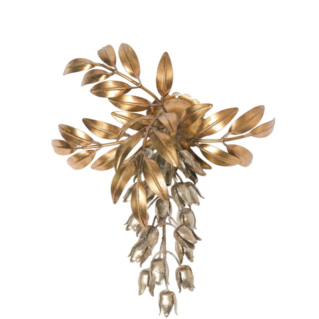 Gilt Metal Palm Tree Wall Sconces and Side Table by Hans Kögl, 1960s, Set of 3 For Sale - Image 12 of 13