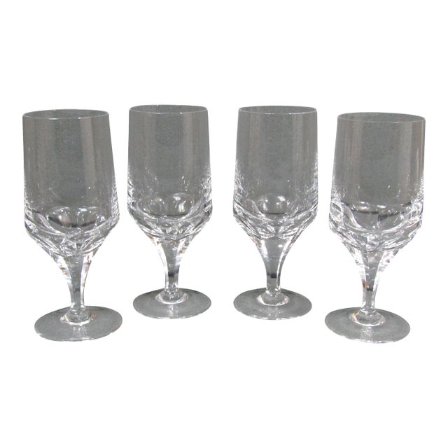 Vintage Josair Napoleon Cut Crystal Goblets, Set of 4, 6 3/4 In, 8 Oz For Sale