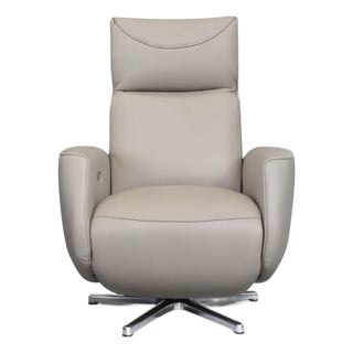 Italian Leather Swivel Power Recliner — Electric Modern Armchair, Made in Italy For Sale