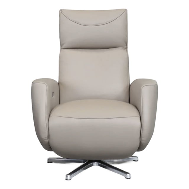 Italian Leather Swivel Power Recliner — Electric Modern Armchair, Made in Italy For Sale