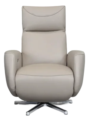 Italian Leather Swivel Power Recliner — Electric Modern Armchair, Made in Italy