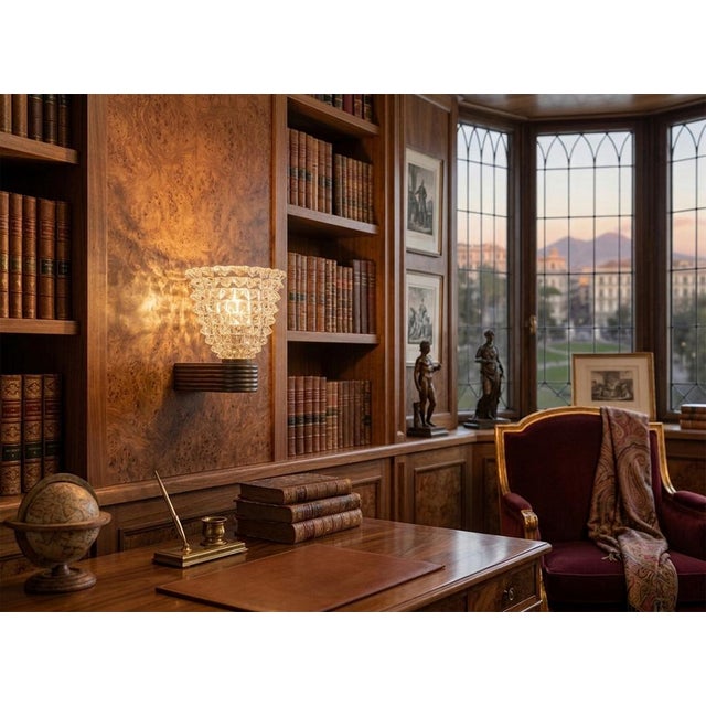 Metal Rostrato Murano Glass and Brass Wall Lamp by Ercole Barovier for Barovier & Toso, Italy, 1940s For Sale - Image 7 of 14