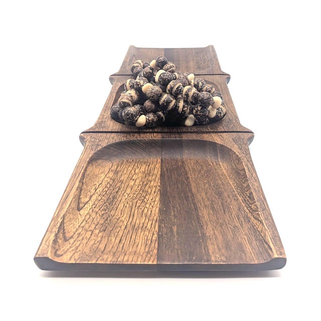 Mid-Century Modern 1960s Fred Press Apple Wood Hors d'Oeuvres Partitioned Tray For Sale - Image 3 of 10