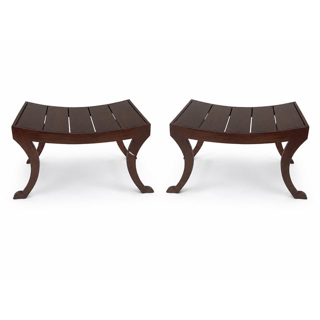 Mid-Century Modern Mid Century Modern Klismos Accent Benches - Pair For Sale - Image 3 of 4