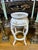 1980s Chinoiserie Mother-of-Pearl Inlaid Tall Stool or Side Table With Glass Top, 25" For Sale - Image 13 of 17