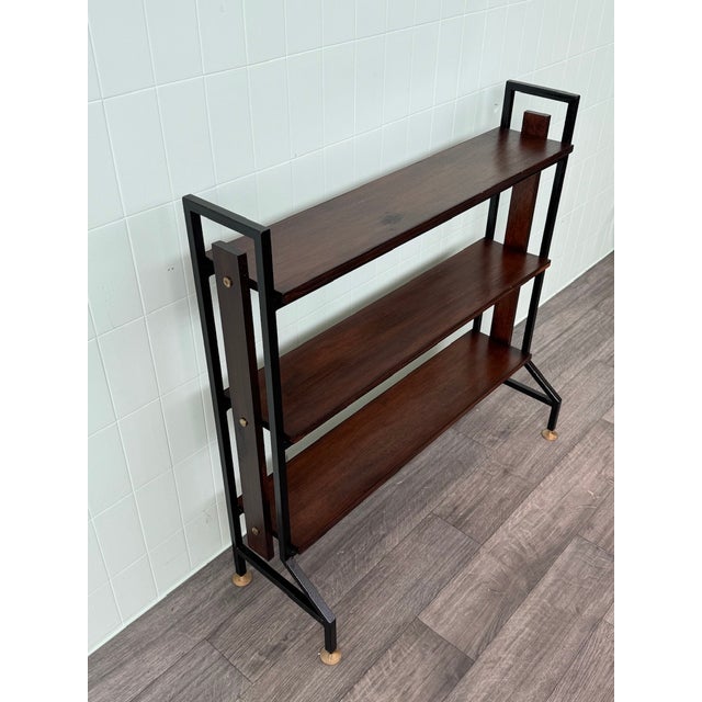 1970s Vintage Industrial Italian Bookcase in Iron and Wood, 1970s For Sale - Image 5 of 16