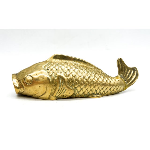 Mid 20th Century Vintage Solid Brass Fish Wall Pocket Figurine – Hollywood Regency / Coastal For Sale - Image 5 of 8