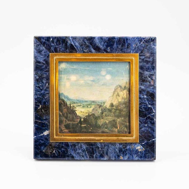 Vintage Lapis lazuli picture frame.A small picture frame clad in natural lapis lazuli. Showcasing the stone’s rich blue...