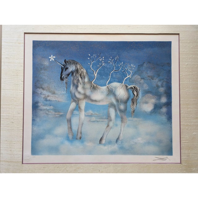 Salvador Dali, The Unicorn, Cheval Allegre, Original Color Lithograph with Gold Spots in Relief, 1970s For Sale - Image 15 of 15