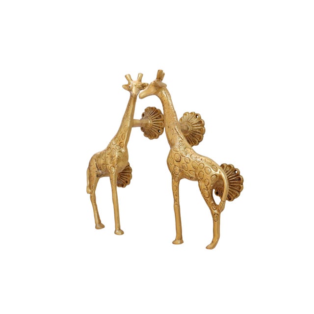 African Gold Brass Giraffe Door Handles - A Pair For Sale - Image 3 of 8