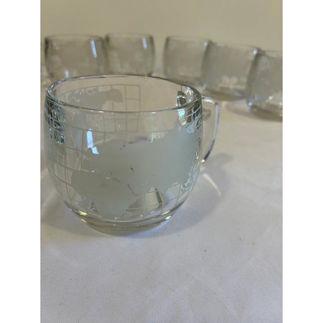 1970s Etched World Map Glass Mugs, Set of 6 For Sale - Image 10 of 11