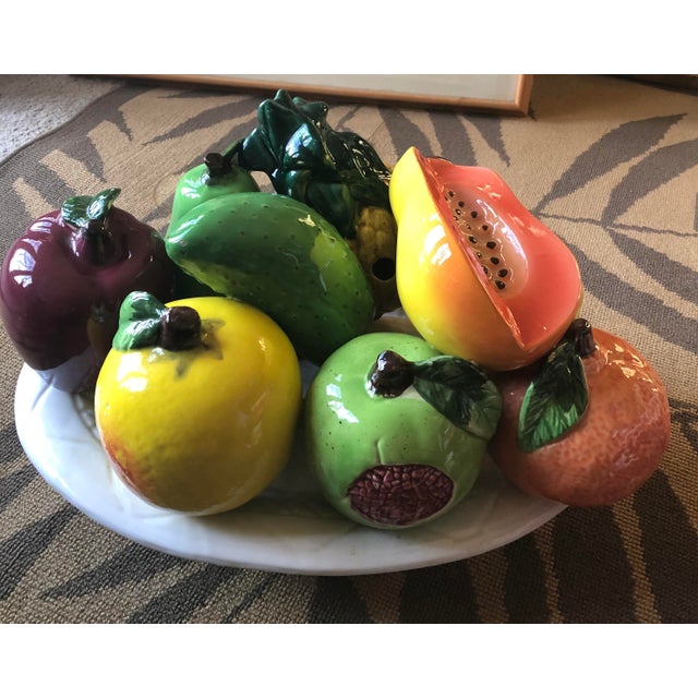 Green Vintage Large Scale Mexican Ceramic Fruit in Bowl Centerpiece For Sale - Image 8 of 8