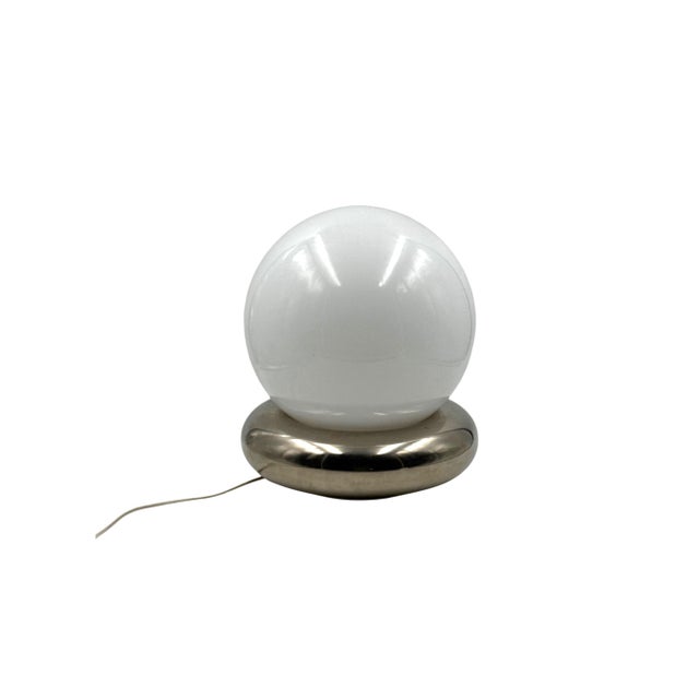 Silver Space Age Glass Table Lamp, Italy, 1970s For Sale - Image 8 of 10