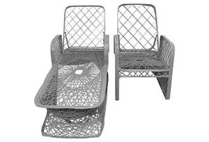 Gray Spun Fiberglass Chaise & Chair - A Pair