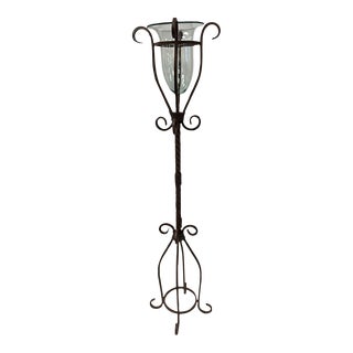Tall Wrought Iron Floor Candle Stand For Sale