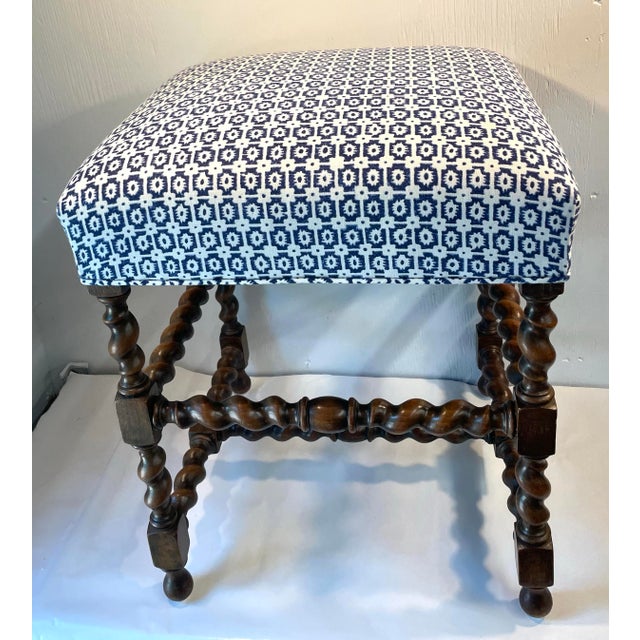 English Newly Upholstered English Bench For Sale - Image 3 of 7