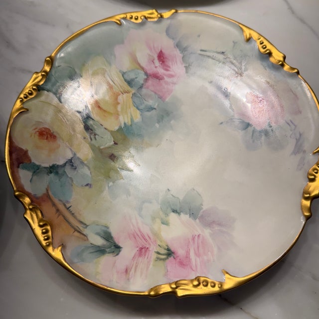 French Limoges Hand Painted Porcelain Plates For Sale - Image 4 of 12