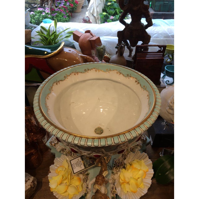 Art Nouveau 1940s Detailed Porcelain Urn Centerpiece From Germany With Sea Motif For Sale - Image 3 of 8
