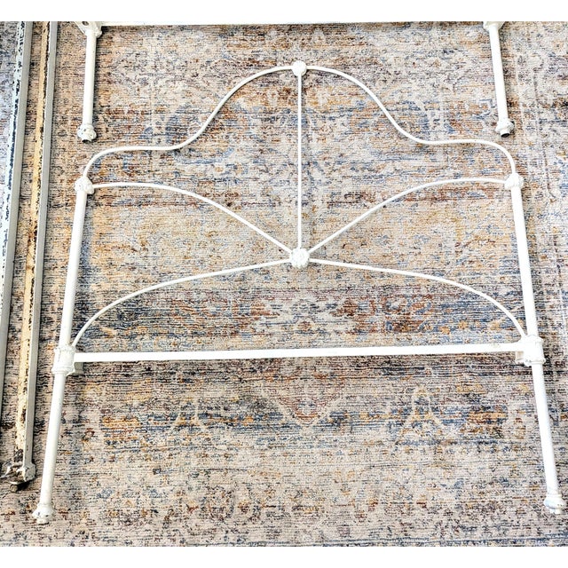 Early 20th Century Antique Cast Iron Twin Bed Frame White For Sale - Image 5 of 13