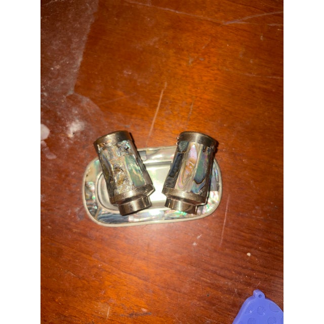 Vintage Mexican Alpaca Silver-Tone Salt and Pepper Shaker Set For Sale - Image 4 of 4