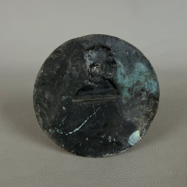 Early 20th Century Bas-Relief Wall Medallion in Copper-Plated Lead For Sale - Image 6 of 8