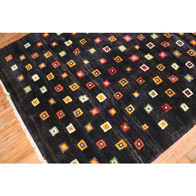 Primitive Turkish Contemporary Box Square Pattern Rug For Sale - Image 4 of 6