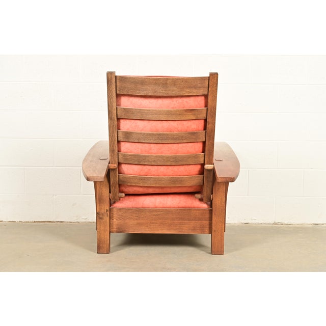 Stickley Mission Oak Arts & Crafts Reclining Morris Lounge Chair With Ottoman For Sale - Image 11 of 13