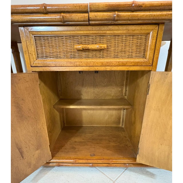 Mid 20th Century Vintage American of Martinsville Palm Beach Chic Bamboo Bar Cabinet on Casters For Sale - Image 5 of 18