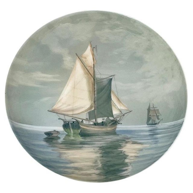 Ceramic Seascape Porcelain Wall Plate from Bing & Grøndahl, 1890s For Sale - Image 7 of 7