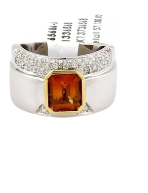 Koesis 2.85ct Emerald Citrine & Diamond 18k Gold Ring - Size 7