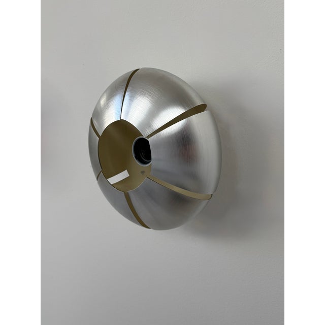 Vintage Wall Lights in Brushed Aluminum, France, 1970, Set of 2 For Sale - Image 13 of 15