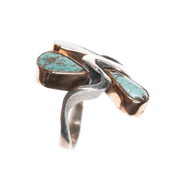 Sz6 Barbaros Yasar Bora Sterling turquoise freeform ring. No issues. For Brooklyn-based designer Barbaros Yasar,...