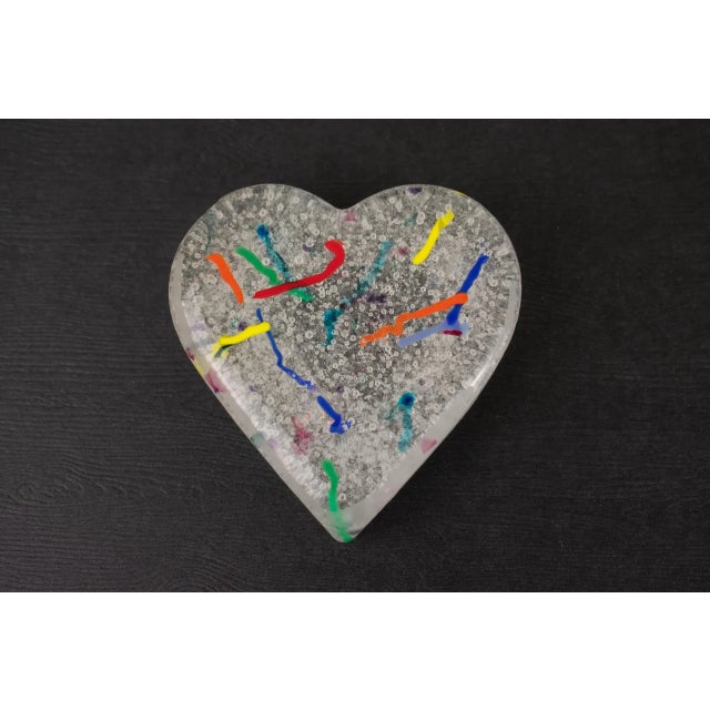 Vintage Confetti Heart of Glass Paper Weight For Sale - Image 9 of 9