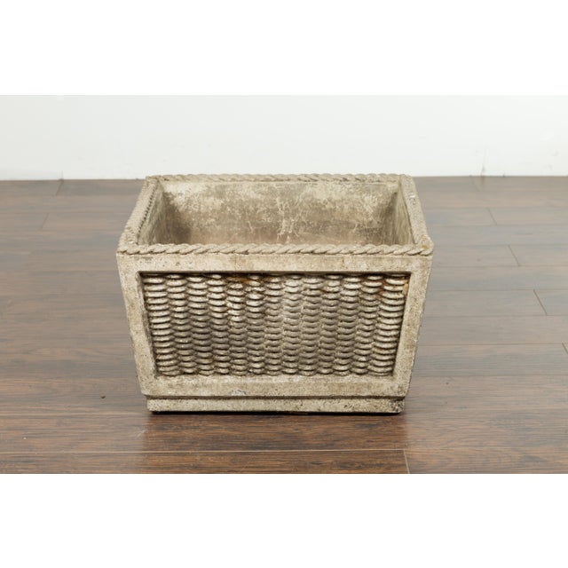 Vintage English Midcentury Stone Planter with Textured Finish and Aged Patina For Sale - Image 4 of 12